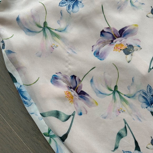 Sau Lee Amelia Maxi Cutout Ruffle Floral Pink Cream Chiffon Dress - US 4 - Picture 8 of 14